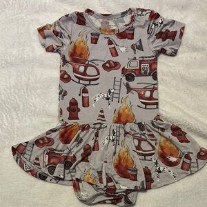 Posh Peanut 2T Bodysuit Twirl Firefighter Dress